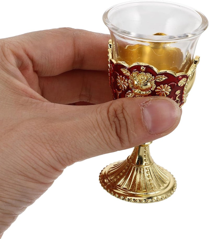 2pcs Rose Red Gold Metal Small Liquor Goblet Cups Vintage Household Drinkware Decorative Reusable Wine Cups for Wedding Reception and Banquet - Image 3