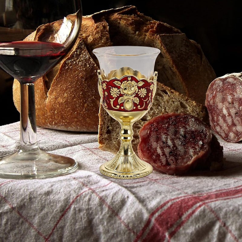 2pcs Rose Red Gold Metal Small Liquor Goblet Cups Vintage Household Drinkware Decorative Reusable Wine Cups for Wedding Reception and Banquet - Image 4