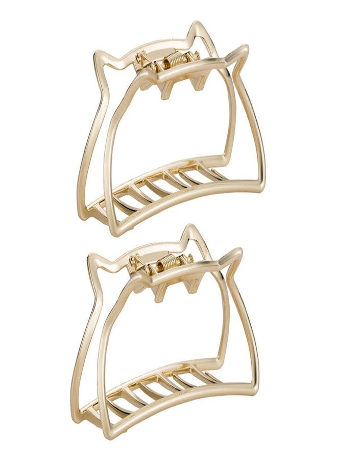 FRCOLOR 2 Pack Cute Cat Hair Claw Clips for Women Geometric Hair Claw Non Slip Ponytail Holder Metal Hair Barrettes for Long Thick Thin Hair Golden - Image 1