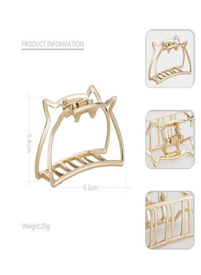 FRCOLOR 2 Pack Cute Cat Hair Claw Clips for Women Geometric Hair Claw Non Slip Ponytail Holder Metal Hair Barrettes for Long Thick Thin Hair Golden - Image 5
