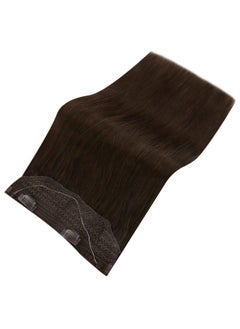 Fshine Brown Hair Extensions Wire Human Hair Extensions Hidden Wire Extensions Human Hair Darkest Brown Remy Straight Fishing Line Human Hair Extensions Brown 18inch 80g  - Image 2