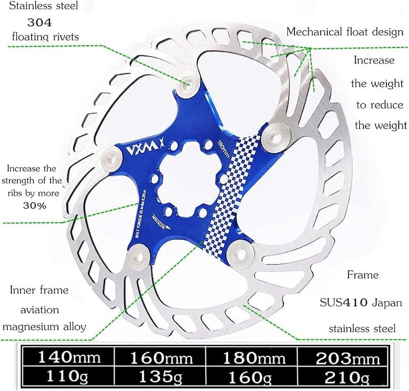 YBEKI Premium Floating Bike Disc Brake Rotor (140/160/180/203mm) - CNC Machined Stainless Steel & Aircraft Aluminum - Enhanced Heat Dissipation for MTB/Road/BMX Bikes - with 12-Bolt Kit - Image 5