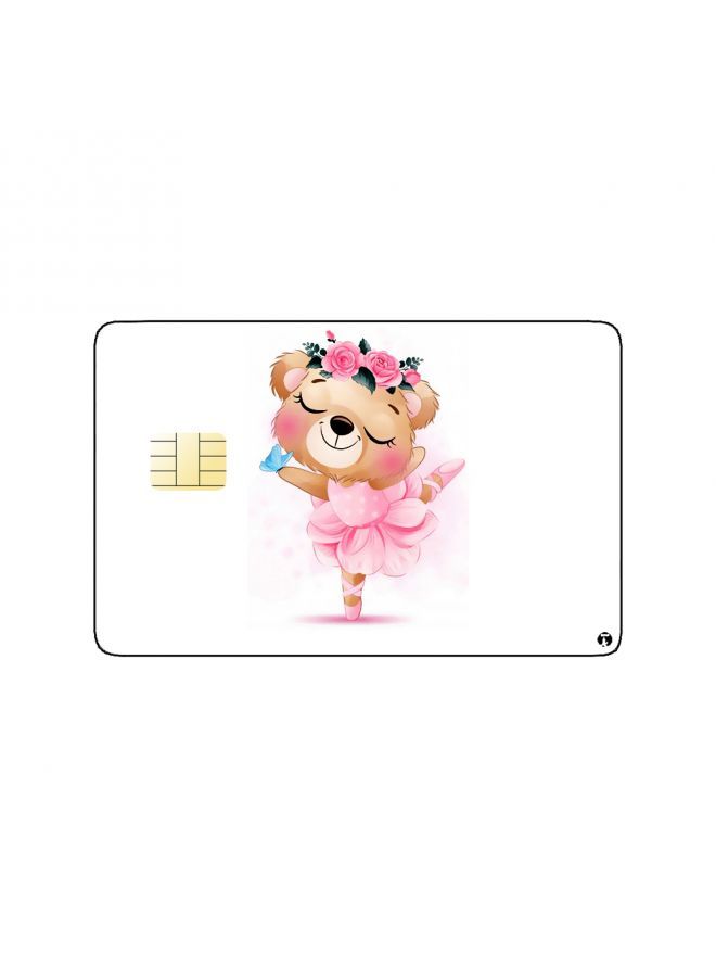 RKN PRINTED BANK CARD STICKER Cute Teddy Bear Drawing With Flowers - Image 2
