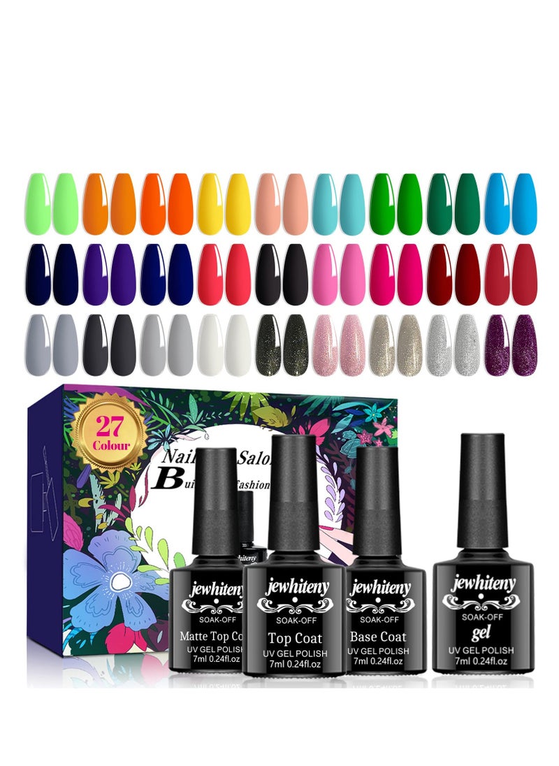 JEWHITENY - JEWHITENY 30PCS Gel Nail Polish Kit 27 Colors Gel Polish Set Gel Nail Kit Soak Off Nail Gel Polish Set for Manicure Nail Art Salon/Home Starter Kit - Image 1