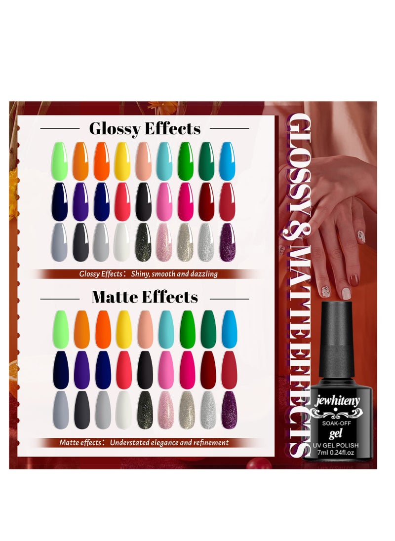 JEWHITENY - JEWHITENY 30PCS Gel Nail Polish Kit 27 Colors Gel Polish Set Gel Nail Kit Soak Off Nail Gel Polish Set for Manicure Nail Art Salon/Home Starter Kit - Image 1