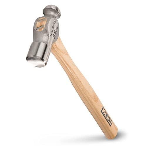 ESTWING Sure Strike Ball Peen Hammer 24 oz Metalworking Tool with Forged Steel Head Hickory Wood Handle MRW24BP