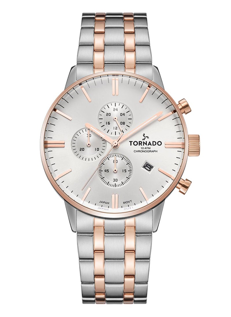 TORNADO - Tornado CELESTIA ELITE Men's Japan Quartz Movement Watch, Chronograph Display and High Quality Solid Stainlesss Steel Strap - T6102-KBKSK, Ss/Rg - Image 1