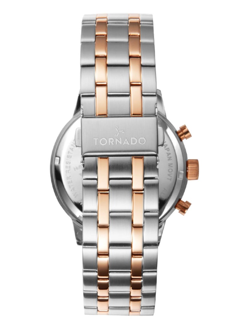 TORNADO - Tornado CELESTIA ELITE Men's Japan Quartz Movement Watch, Chronograph Display and High Quality Solid Stainlesss Steel Strap - T6102-KBKSK, Ss/Rg - Image 1