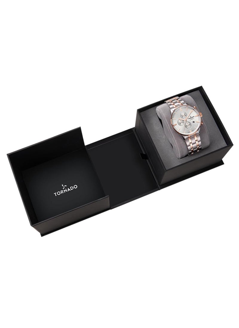 TORNADO - Tornado CELESTIA ELITE Men's Japan Quartz Movement Watch, Chronograph Display and High Quality Solid Stainlesss Steel Strap - T6102-KBKSK, Ss/Rg - Image 1