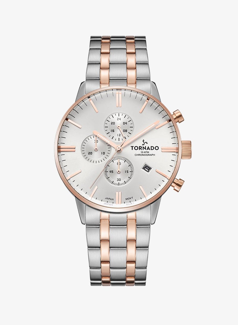 TORNADO Men's Solid stainless steel with Polished and brushed links. Chronograph Watch T6102-KBKSK - 43mm mm - Image 1