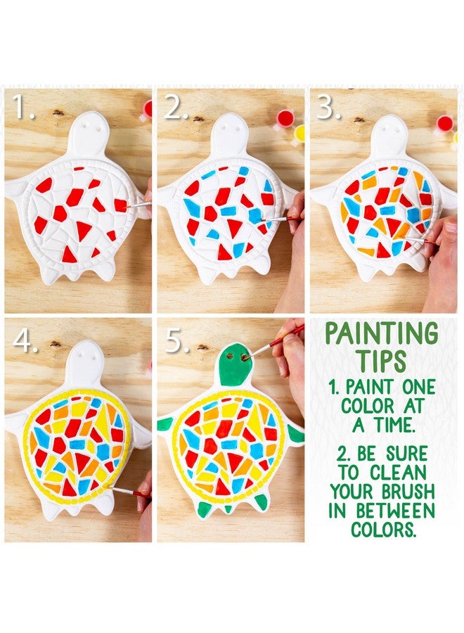 Creative Roots Mosaic Turtle Diy Stepping Stone Kit, Includes Ceramic Stone & 6 Vibrant Paints For Kids Ages 8+ - Image 5