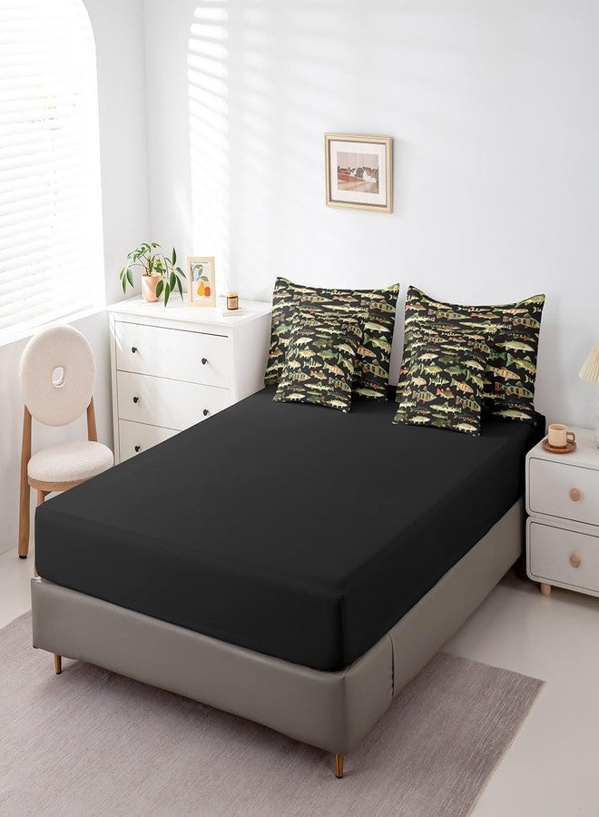 Feelyou Kids Fishing 7 Pieces Bedding Set Twin Size Vintage Pike Fish Comforter Set for Boys Girls Fishing and Hunting Bed Set Bed in a Bag with Comforter, Sheets, Pillowcases & Cushion Covers - Image 5