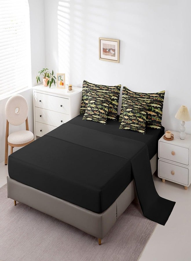 Feelyou Kids Fishing 7 Pieces Bedding Set Twin Size Vintage Pike Fish Comforter Set for Boys Girls Fishing and Hunting Bed Set Bed in a Bag with Comforter, Sheets, Pillowcases & Cushion Covers - Image 4