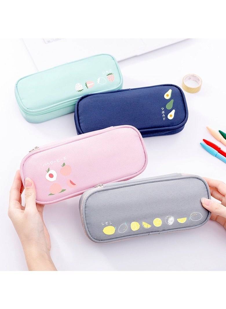 VUCATIN Pencil Case, Multi- Slot Pencil Pouch Large Capacity Pencil Bag for Kids Oxford Cloth Stationery Storage Box Fruit Pencil Case (Gray Lemon)  - Image 3