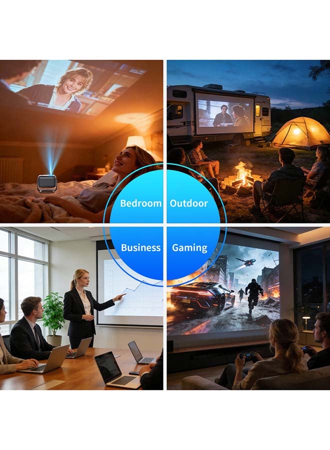 اي او سي جهاز عرض 720P HD يدعم 4K، جهاز عرض ذكي WiFi 6 و BT 5.0 مع 10000 لومن، أندرويد 12، تركيز تلقائي وزوم كاينستون، مكبر صوت مدمج، متوافق مع الهواتف الذكية/الكمبيوتر المحمول/الكمبيوتر الشخصي ونظام المسرح المنزلي والخارجي - Image 5