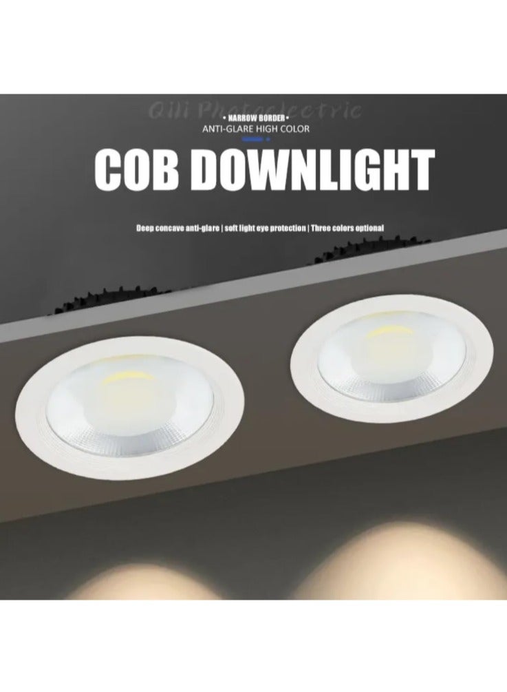 مصباح LED COB Downlight، 30 واط، درجة حرارة لون 65 كلفن، مصباح سقفي مدمج 175 مم، هيكل 225/55 مم (أبيض) - Image 2
