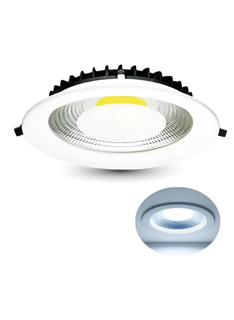 مصباح LED COB Downlight، 30 واط، درجة حرارة لون 65 كلفن، مصباح سقفي مدمج 175 مم، هيكل 225/55 مم (أبيض) - Image 1