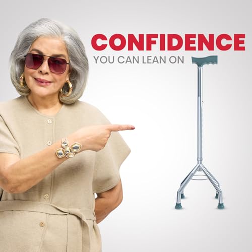 AGEasy Antara AGEasy 2-in-1 Walking Stick | Interchangeable Base - 4 Leg & Single Leg | Lightweight Walking Support with Adjustable Height | Walking Cane for Men/Women, Patients, Old People - Image 2