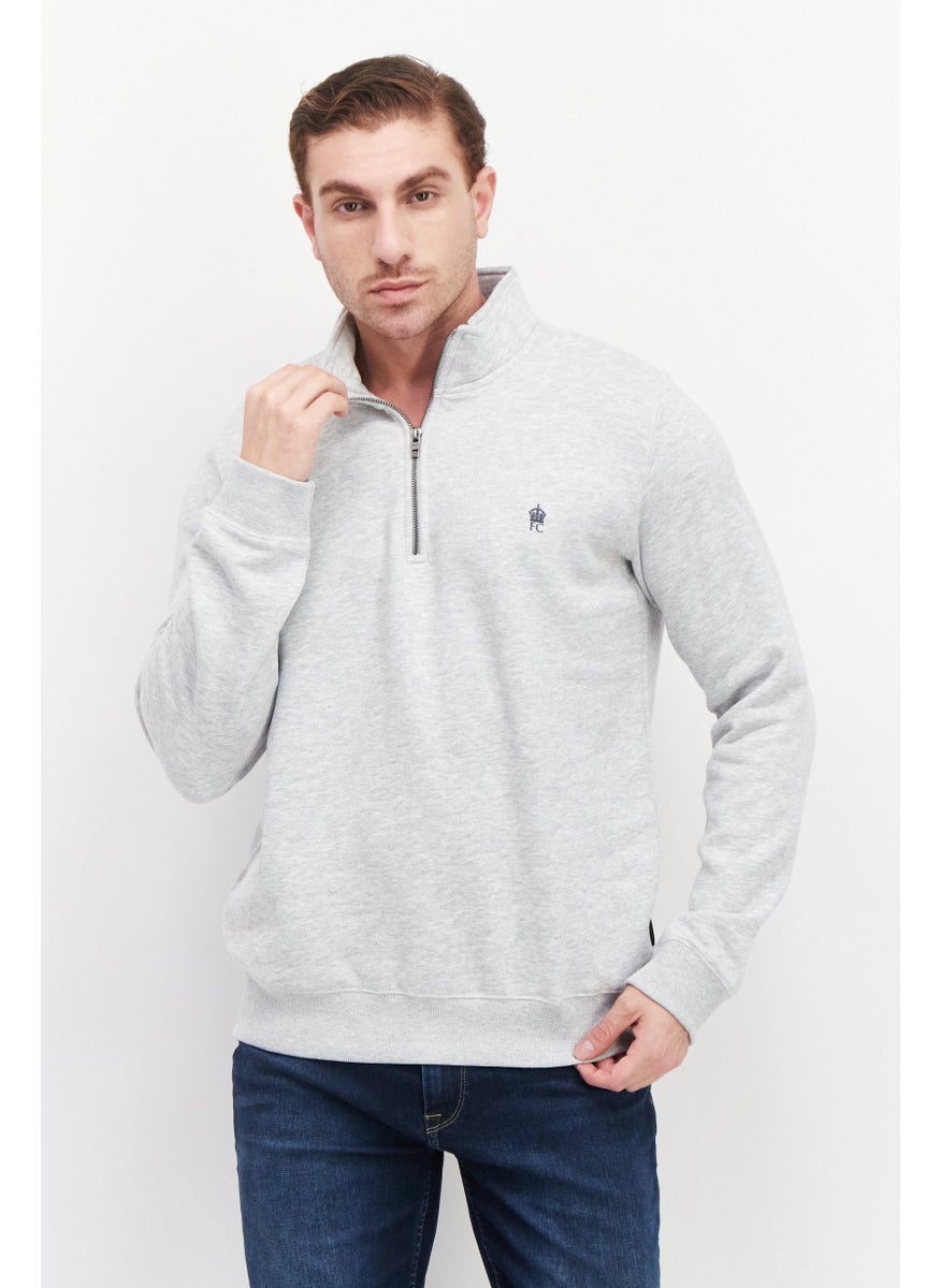 Men High Neck Brand Logo Long Sleeves Sweatshirt, Grey - pzsku/Z00C7B356FD553CF8E588Z/45/_/1724351046/08d4bd73-677f-4455-9f4d-579fe383e7e9