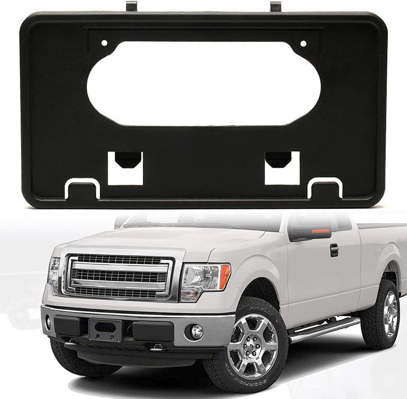 حامل لوحة ترخيص ASOOLL يناسب فقط لفورد F150 موديل 2009-2014 حامل لوحة أمامية لإطار حامل الصدمات السوداء 9L3Z-17A385-A