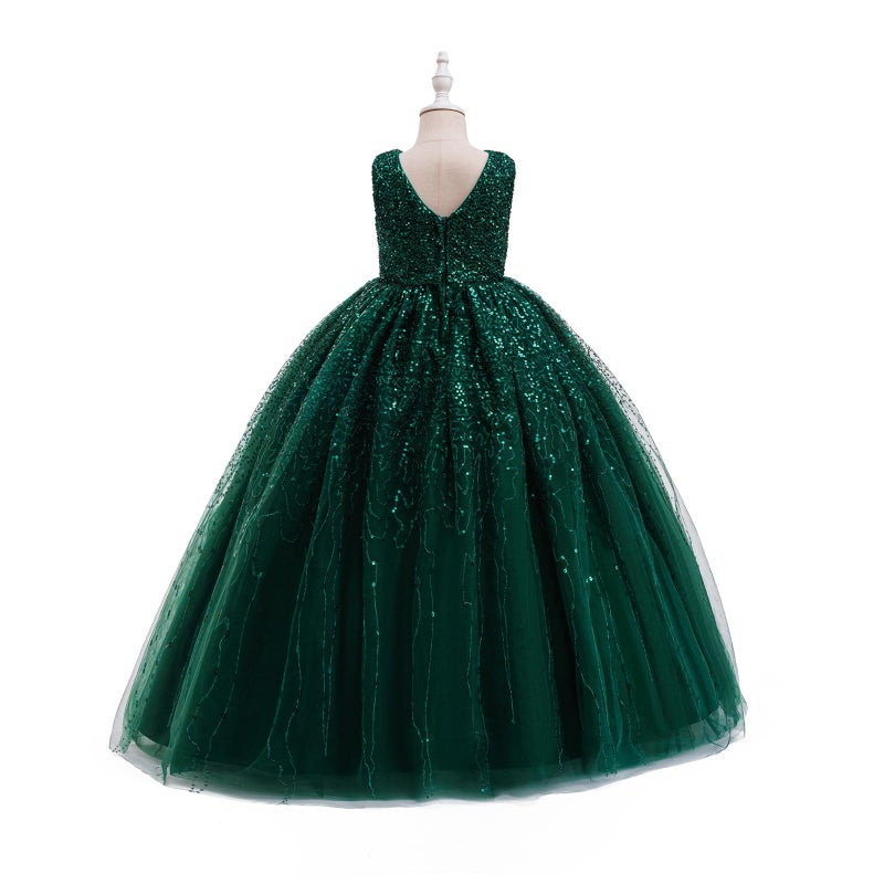 DPKM Flower Girls Sequin Dress Bridesmaid Sparkle Formal Wedding Party Birthday Kids Pageant Princess Prom Ball Gown - Image 3