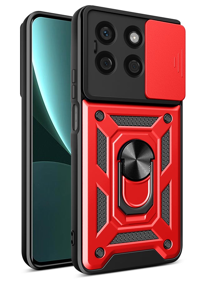 Case for  Honor X8b with Sliding Camera Cover, Kickstand, PC+TPU Dual-Layer,Red