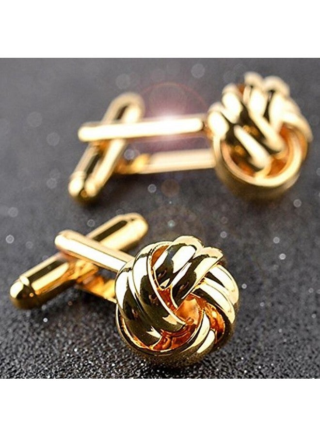 AZYOUNG Men'S Black Silver Gold Twist Cufflinks Single Color Cuff Neck Cuff Links (Gold) - Image 2