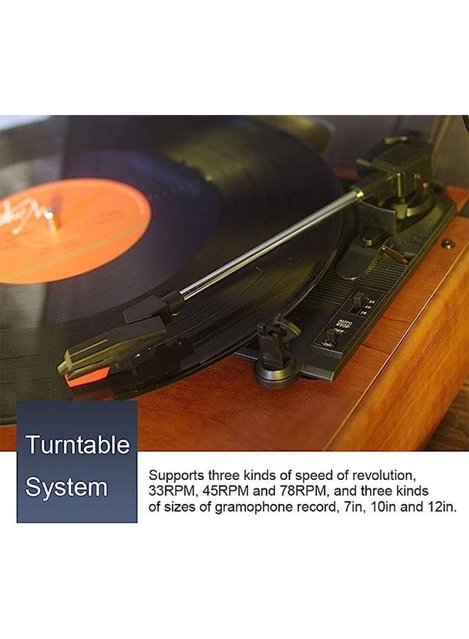 Record Player Turntable With Built In Bluetooth Receiver And  Stereo Speakers 3 Speed Portable Retro Record Player For Entertainment And Home Decoration - Image 4