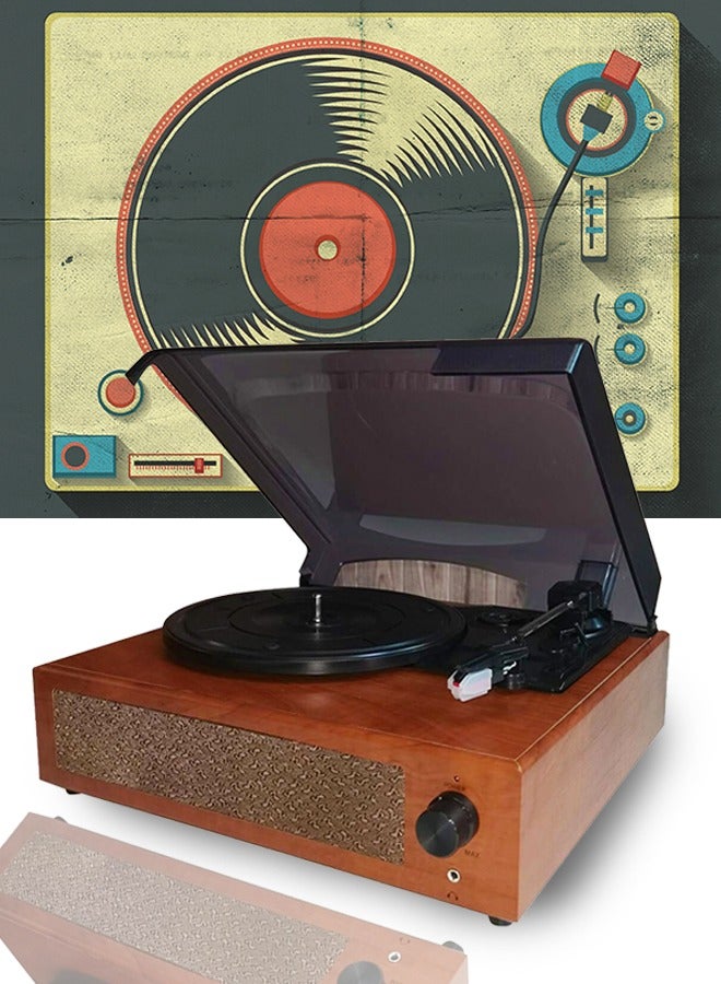 Record Player Turntable With Built In Bluetooth Receiver And  Stereo Speakers 3 Speed Portable Retro Record Player For Entertainment And Home Decoration - Image 1