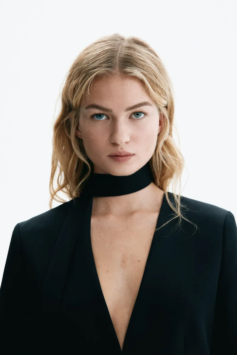 H&M Scarf-detail collarless blazer