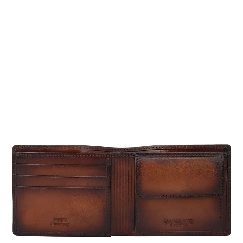 Da Milano Cognac Bifold Leather Mens Wallet