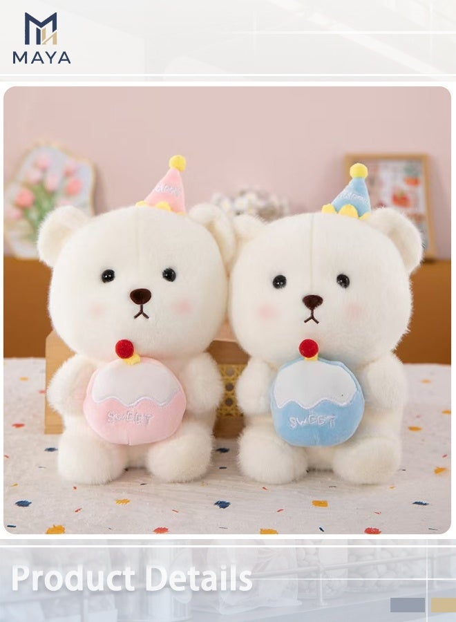 Maya Happy Birthday Plush Bear, 23cm White Teddy with Party Hat & Cake, Cute Photo Prop Gift for Birthdays, Milestones & Celebrations - Image 5