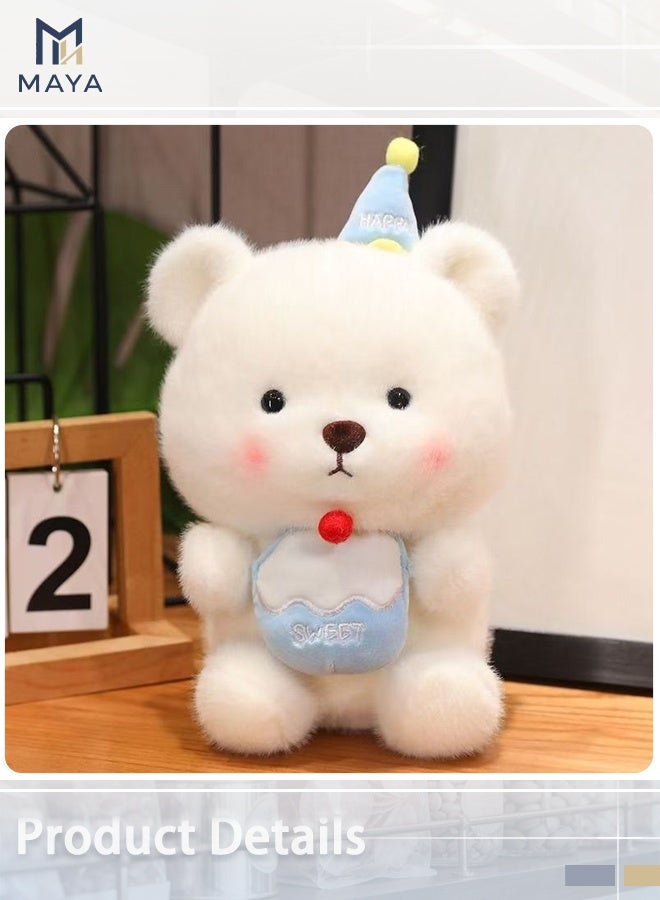 Maya Happy Birthday Plush Bear, 23cm White Teddy with Party Hat & Cake, Cute Photo Prop Gift for Birthdays, Milestones & Celebrations - Image 2