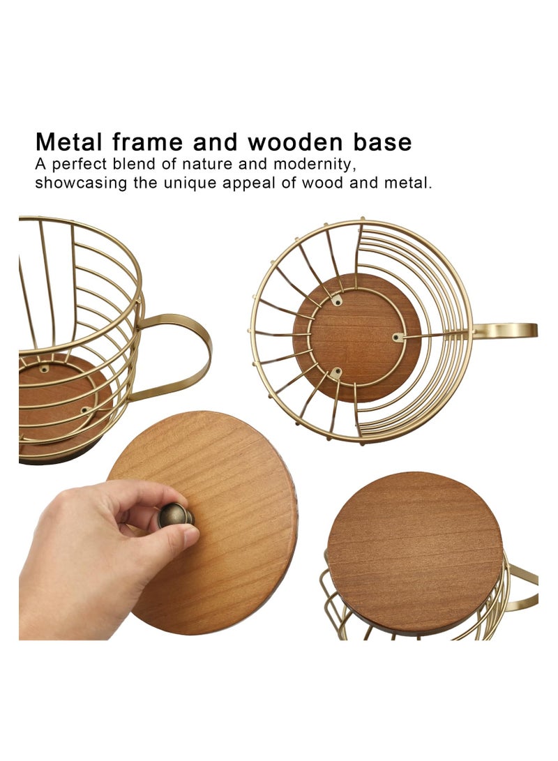 LKTOCAFT Coffee Pod Holder with Wooden Base and Lid, Metal Coffee Pod Basket Compatible with Nespresso Vertuo Pods and Capsules, Cup Holder and Coffee Pod Storage, Coffee Bar Decor - Image 2
