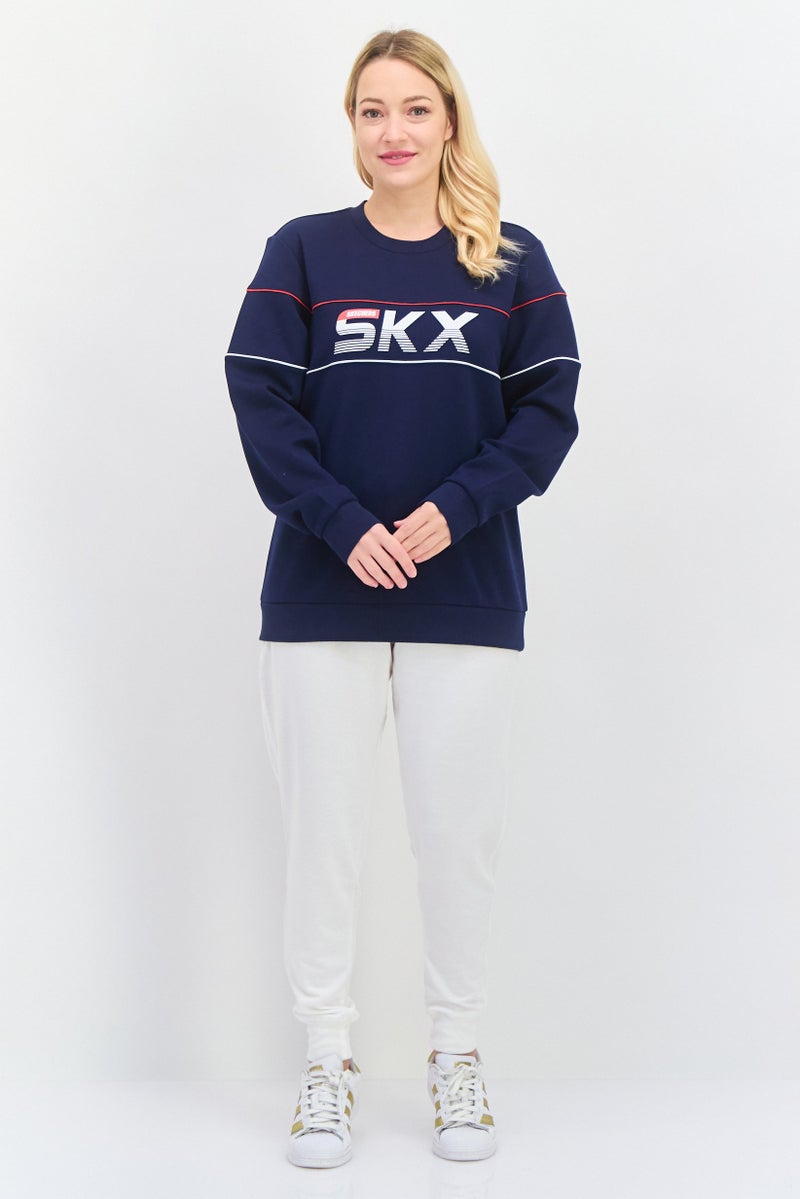 SKECHERS ملابس رياضية نسائية بأكمام طويلة مناسبة، لون كحلي - Image 4