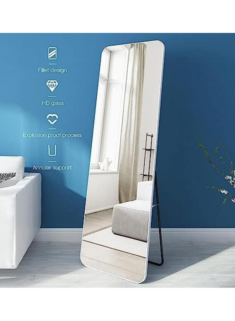 Full Length Mirror Aluminum Alloy Large Standing Vanity Mirror Bedroom Dressing Room Hanging Against Wall Mirror With Stand-White 155**45CM  - Image 3