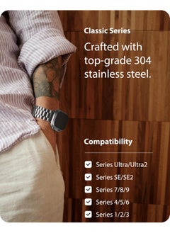 Fullmosa Fullmosa Compatible Apple Watch Band 49mm, Stainless Steel iWatch Strap with Case for Apple Watch Series 9/8/7/6/5/4/3/2/1/SE/SE2/Ultra, Silver(Watch not Included)  - Image 3
