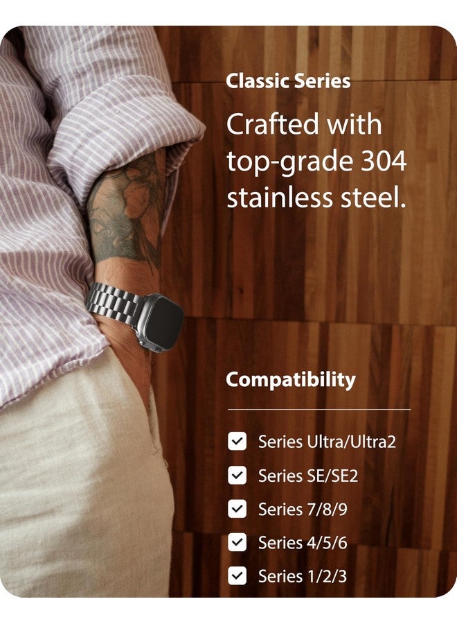 Fullmosa Fullmosa Compatible Apple Watch Band 49mm, Stainless Steel iWatch Strap with Case for Apple Watch Series 9/8/7/6/5/4/3/2/1/SE/SE2/Ultra, Silver(Watch not Included) - Image 3