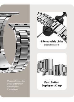 Fullmosa Fullmosa Compatible Apple Watch Band 49mm, Stainless Steel iWatch Strap with Case for Apple Watch Series 9/8/7/6/5/4/3/2/1/SE/SE2/Ultra, Silver(Watch not Included)  - Image 4