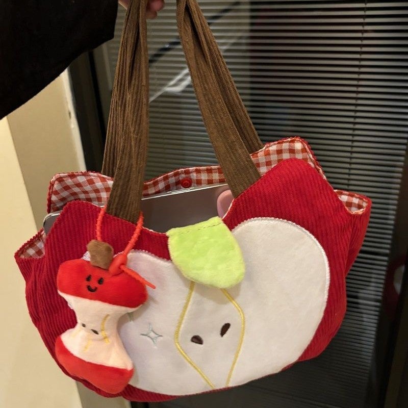 Red Apple Corduroy Handbag - Image 1