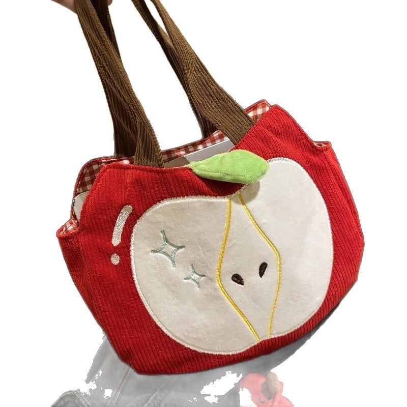 Red Apple Corduroy Handbag - Image 4