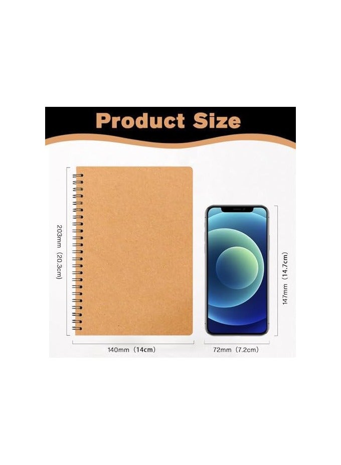6Pack Spiral Notebook ,A5 Lined Notebooks120 Pages,Hardcover Notebook for Women Men,Coil Notepad,14cm × 203 cm,Lined Paper for Work, School,Office（Brown） - Image 2