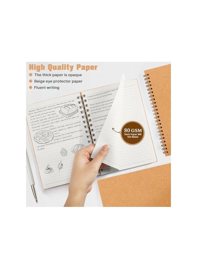 6Pack Spiral Notebook ,A5 Lined Notebooks120 Pages,Hardcover Notebook for Women Men,Coil Notepad,14cm × 203 cm,Lined Paper for Work, School,Office（Brown） - Image 4