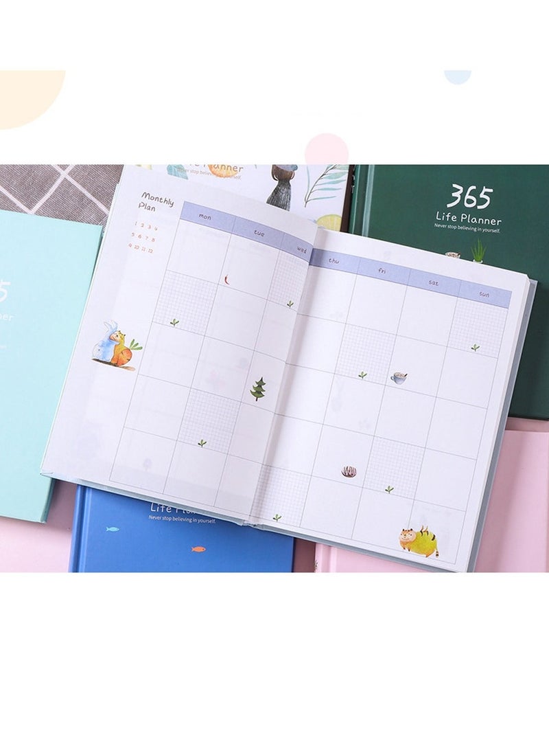 Generic 365 Days Daily Weekly Monthly Planner By Shining Soul, A5 C ute (small) Personal Pocket Diary Hard Cover, Office Notebook Stationery Calendar Schedule (Blue)  - Image 1