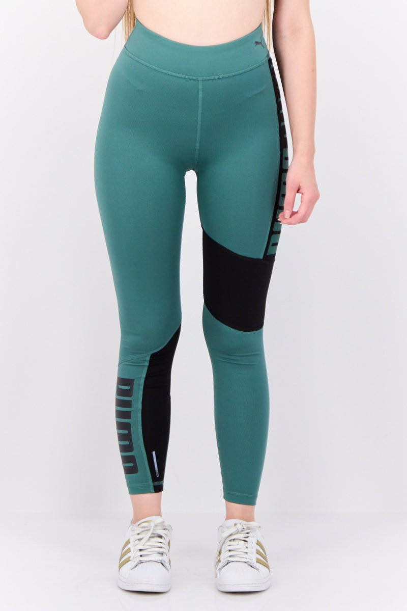 PUMA Women Tight Fit Brand Logo Outdoor Tights, Teal Green - Image 1
