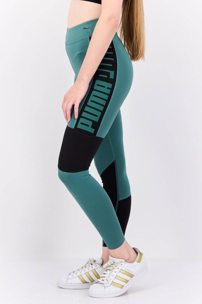 PUMA Women Tight Fit Brand Logo Outdoor Tights, Teal Green - Image 2