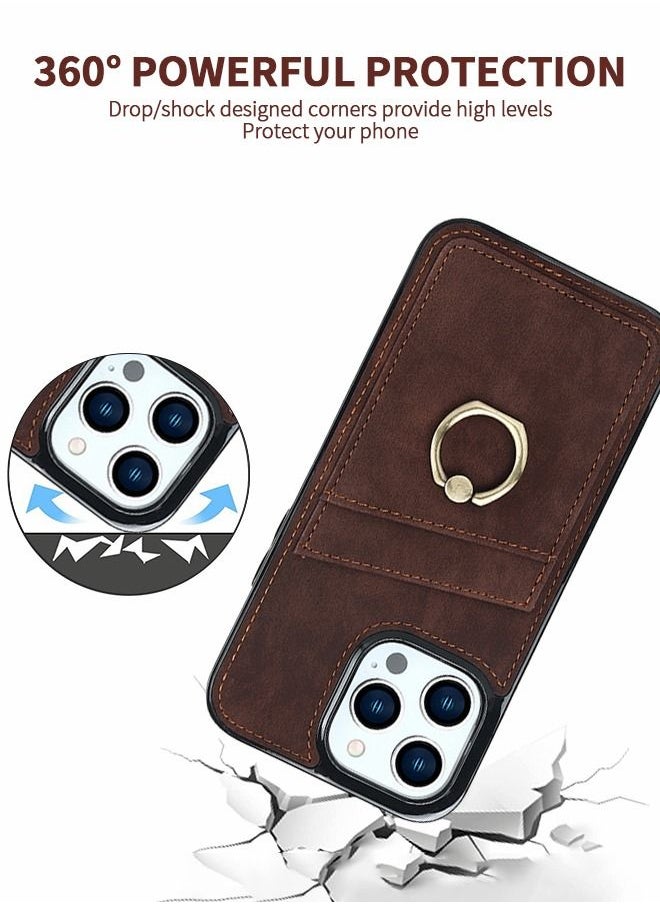 GROIC For IPhone 14 Pro Case 6.1 Inch Wallet Case with Card Holder Ring Kickstand Dual Layer Leather Credit Card Slots Protective Shockproof Cover Designed for IPhone 14 6.1 Inch Shell  - Image 5