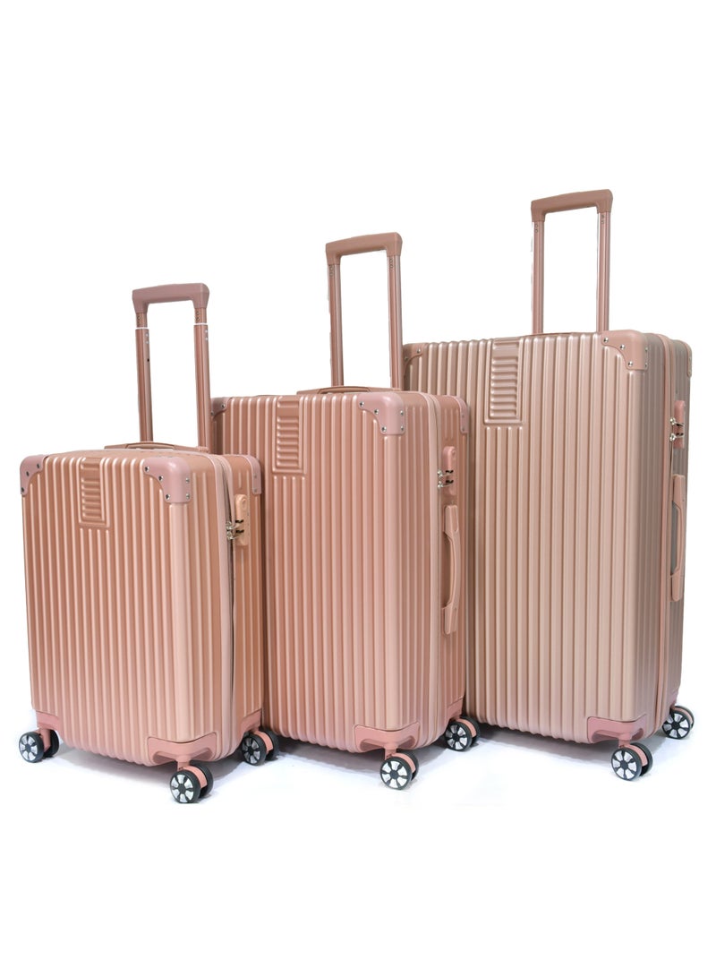 مورانو شنط سفر من مورانو للنساء مجموعة من 3 قطع طقم حقائب سفر روز قولد مقاسات 28''-24''-20'' إنش - Image 1