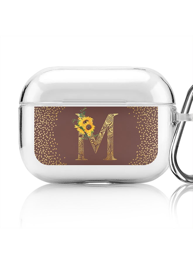 Stylizedd - Classic Clear printed Case for Apple Airpods Pro Soft TPU Gel Thin Transparent Flexible Cover - Custom Monogram Initial Letter Mandala Floral Pattern Alphabet - M (Brown ) - Image 1