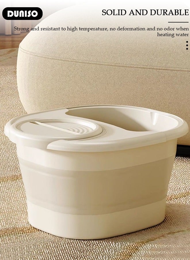 DUNISO Collapsible Foot Bath Basin with Lid, Portable Foot Soak Tub with Foot Massager, Folding Foot Tub for Soaking Feet, Pedicure Foot Spa Bucket for Relieving Fatigue And Body Stress, Multifunctional Bucket for Travel, Camping Washing - Image 5